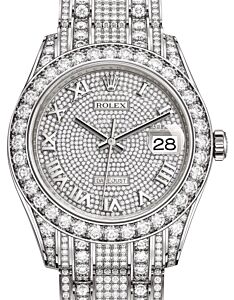 Rolex Pearlmaster 39 White Gold set with Diamonds Diamond Paved Roman Dial & Diamond Bezel Diamond Paved Pearlmaster Bracelet 86409RBR - BRAND NEW