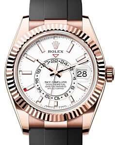 Rolex Sky-Dweller Rose Gold Intense White Index Dial Oysterflex Rubber Strap 336235 - BRAND NEW