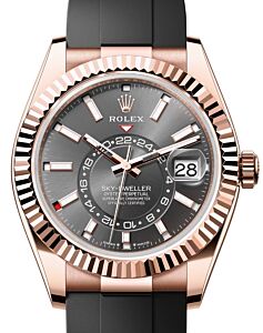 Rolex Sky-Dweller Rose Gold Slate Index Dial Oysterflex Rubber Strap 336235 - BRAND NEW