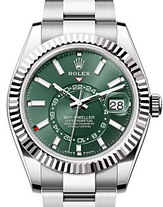 Rolex Sky-Dweller White Gold/Steel Mint Green Index Dial Oyster Bracelet 336934 - BRAND NEW