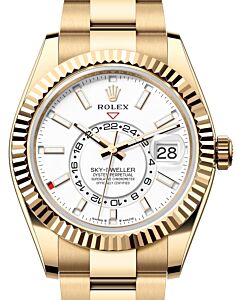 Rolex Sky-Dweller Yellow Gold Intense White Index Dial Oyster Bracelet 336938 - BRAND NEW