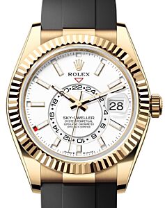 Rolex Sky-Dweller Yellow Gold Intense White Index Dial Oysterflex Rubber Strap 336238 - BRAND NEW
