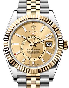 Rolex Sky-Dweller Yellow Gold/Steel Champagne Index Dial Jubilee Bracelet 336933 - BRAND NEW