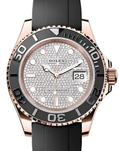 Rolex Yacht-Master 40 Rose Gold Diamond Pave Dial Ceramic Bezel Oysterflex Rubber Bracelet 126655 - BRAND NEW