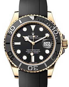 Rolex Yacht-Master 42 Yellow Gold Black Dial & Matte Black Oysterflex Strap 226658 - BRAND NEW