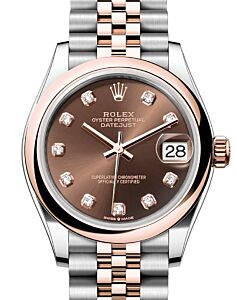 Rolex Datejust 31 Rose Gold/Steel Chocolate Diamond Dial & Smooth Domed Bezel Jubilee Bracelet 278241 - BRAND NEW