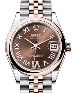 Rolex Datejust 31 Rose Gold/Steel Chocolate Roman Dial & Smooth Domed Bezel Jubilee Bracelet 278241 - BRAND NEW
