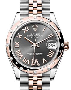 Rolex Datejust 31 Rose Gold/Steel Slate Roman Dial & Domed Set Diamond Bezel Jubilee Bracelet 278341RBR - BRAND NEW