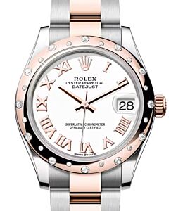 Rolex Datejust 31 Rose Gold/Steel White Dial & Domed Set Diamond Bezel Oyster Bracelet 278341RBR - BRAND NEW