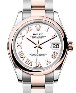 Rolex Datejust 31 Rose Gold/Steel White Dial & Smooth Domed Bezel Oyster Bracelet 278241 - BRAND NEW