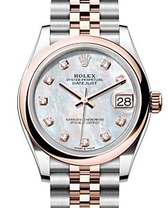 Rolex Datejust 31 Rose Gold/Steel White Mother of Pearl Dial & Smooth Domed Bezel Jubilee Bracelet 278241 - BRAND NEW
