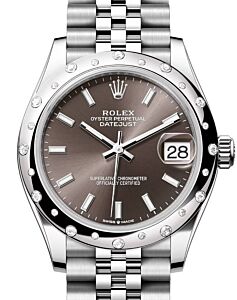 Rolex Datejust 31 White Gold/Steel Dark Grey Index Dial & Diamond Bezel Jubilee Bracelet 278344RBR - BRAND NEW