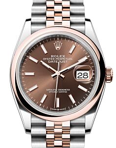 Rolex Datejust 36 Rose Gold/Steel Chocolate Index Dial & Domed Bezel Jubilee Bracelet 126201 - BRAND NEW