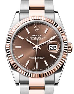 Rolex Datejust 36 Rose Gold/Steel Chocolate Index Dial & Fluted Bezel Oyster Bracelet 126231 - BRAND NEW