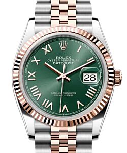 Rolex Datejust 36 Rose Gold/Steel Mint Green Roman Dial & Fluted Bezel Jubilee Bracelet 126231 - BRAND NEW