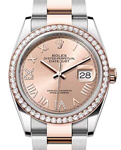Rolex Datejust 36 Rose Gold/Steel New Rose Roman Diamond VIIX Dial & Bezel Oyster Bracelet 126281RBR - BRAND NEW