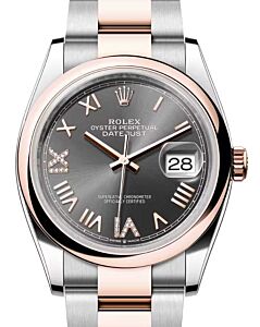 Rolex Datejust 36 Rose Gold/Steel New Slate Roman VIIX Diamond Dial & Domed Bezel Oyster Bracelet 126201 - BRAND NEW