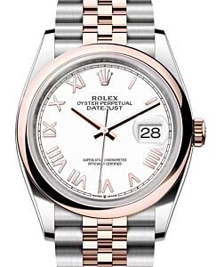 Rolex Datejust 36 Rose Gold/Steel New White Roman Dial & Domed Bezel Jubilee Bracelet 126201 - BRAND NEW