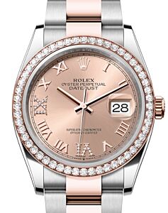 Rolex Datejust 36 Rose Gold/Steel Rose Roman Diamond VIIX Dial & Diamond Bezel Oyster Bracelet 126281RBR - BRAND NEW