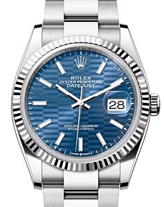 Rolex Datejust 36 White Gold/Steel Blue Fluted Motif Dial Fluted Bezel Oyster Bracelet 126234 - BRAND NEW