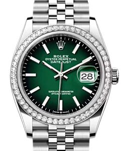 Rolex Datejust 36 White Gold/Steel Green Ombre Index Dial & Diamond Bezel Jubilee Bracelet 126284RBR - BRAND NEW