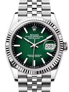 Rolex Datejust 36 White Gold/Steel Green Ombre Index Dial & Fluted Bezel Jubilee Bracelet 126234 - BRAND NEW