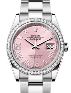 Rolex Datejust 36 White Gold/Steel New Pink Roman Diamond VIIX Dial & Bezel Oyster Bracelet 126284RBR - BRAND NEW
