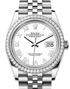 Rolex Datejust 36 White Gold/Steel New White Roman Dial & Diamond Bezel Jubilee Bracelet 126284RBR - BRAND NEW