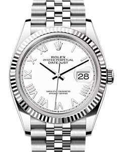 Rolex Datejust 36 White Gold/Steel White New Roman Dial & Fluted Bezel Jubilee Bracelet 126234 - BRAND NEW