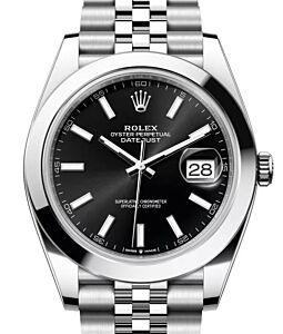 Rolex Datejust 41 Stainless Steel Black Index Dial Smooth Bezel Jubilee Bracelet 126300 - BRAND NEW