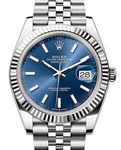 Rolex Datejust 41 White Gold/Steel Bright Blue Index Dial Fluted Bezel Jubilee Bracelet 126334 - BRAND NEW