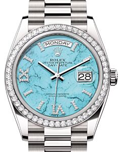 Rolex Day-Date 36 President White Gold Turquoise "Tiffany" Diamond Dial & Bezel 128349RBR