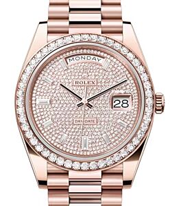 Rolex Day-Date 40 President Rose Gold Diamond Pave Dial & Bezel 228345RBR