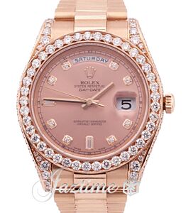 Rolex Day-Date II Rose Gold Custom Diamond Pink Dial President Bracelet 218235