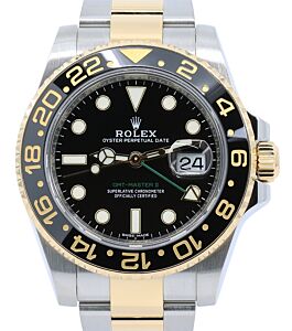 Rolex GMT-Master II Yellow Gold/Steel Black Dial Ceramic Bezel Oyster Bracelet 116713LN PRE-OWNED 