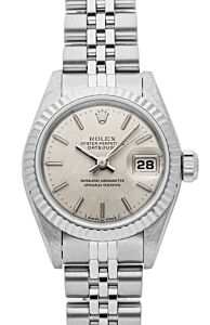 Rolex Lady-Datejust Steel Silver Jubilee Index Dial White Gold Fluted Bezel Jubilee Bracelet 69174 - PRE-OWNED