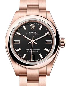 Rolex Oyster Perpetual 28 Rose Gold Black Dial 276205 - BRAND NEW