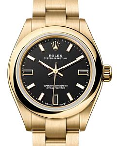 Rolex Oyster Perpetual 28 Yellow Gold Black Index Dial 276208 - BRAND NEW