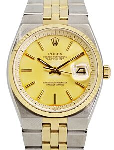 Rolex Oysterdate 36mm Champagne Dial Yellow Gold Fluted Bezel Stainless Steel 1630 - PRE-OWNED