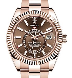 Rolex Sky-Dweller Rose Gold Chocolate Index Dial Oyster Bracelet 326935 - BRAND NEW