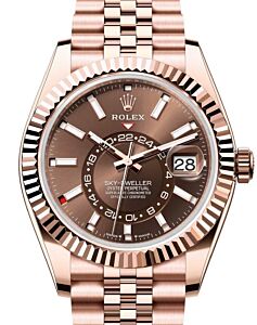Rolex Sky-Dweller Rose Gold Chocolate Index Dial Jubilee Bracelet 336935