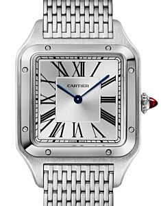 Santos-Dumont Large Platinum Silver Dial WGSA0124