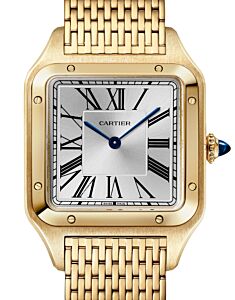 Santos-Dumont Quartz Large Steel Yellow Gold Bezel Silver Dial WGSA0122