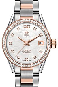 Tag Heuer Carrera Stainless Steel/Rose Gold White MOP Diamond Dial & Stainless Steel Bracelet  WAR2453.BD0777 - BRAND NEW