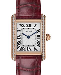 Tank Louis Cartier Small Manual Winding Rose Gold/Diamonds Silver Dial WJTA0037