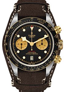 Tudor Black Bay Chrono S&G Stainless Steel 41mm Black Dial Leather Strap 79363N-0002 - Brand New
