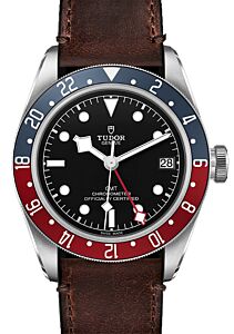 Tudor Black Bay GMT Black Dial Red/Blue "Pepsi" Bezel Steel Brown Leather Strap 41mm 79830RB - BRAND NEW