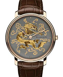 Blancpain Métiers D'Art Damasquinée Red Gold 45mm Grey Dial Leather Strap 6615A 3612 55B - BRAND NEW