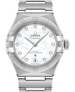 Omega Constellation Co-Axial Master Chronometer 29mm Steel Mother of Pearl Diamond Dial 131.10.29.20.55.001