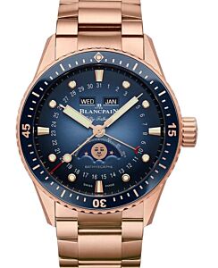 Blancpain Fifty Fathoms Bathyscaphe Quantième Complet Phases de Lune Red Gold 43mm  Sunburst Blue Dial 5054 3640 76S - BRAND NEW